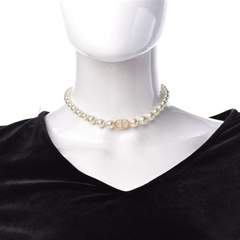 dior big pearl necklace|christian Dior pearl choker necklace.